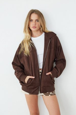 Cassie Suede Bomber Jacket