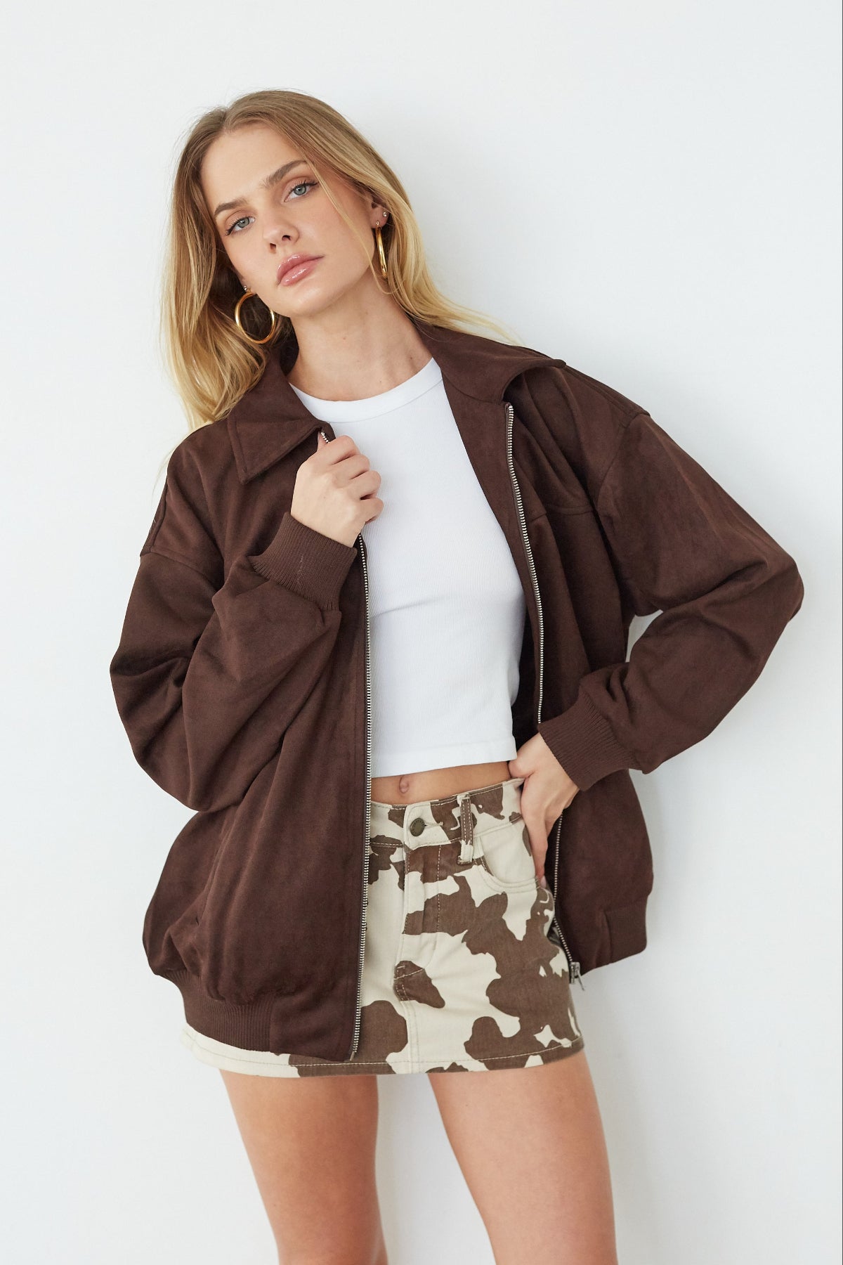 Cassie Suede Bomber Jacket - Image 4