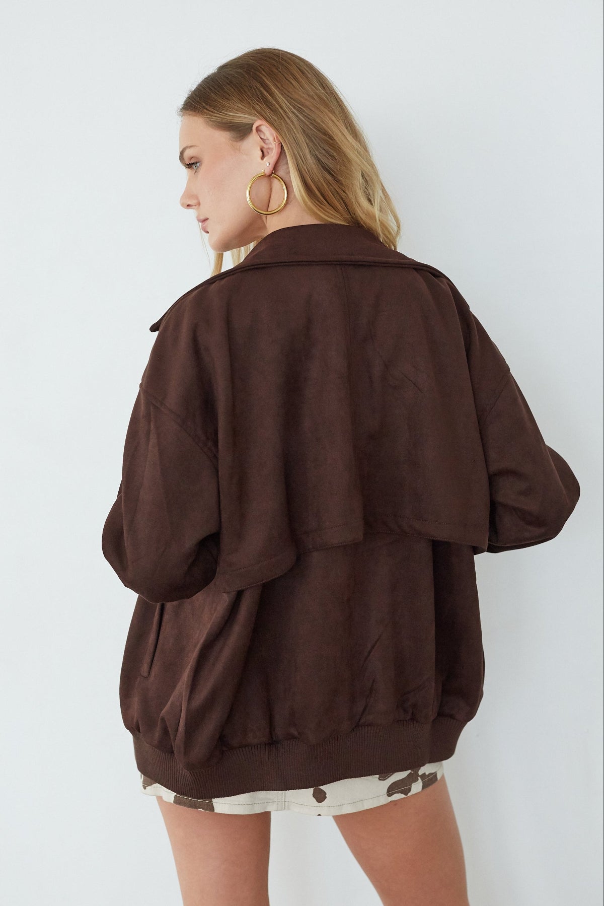 Cassie Suede Bomber Jacket - Image 3