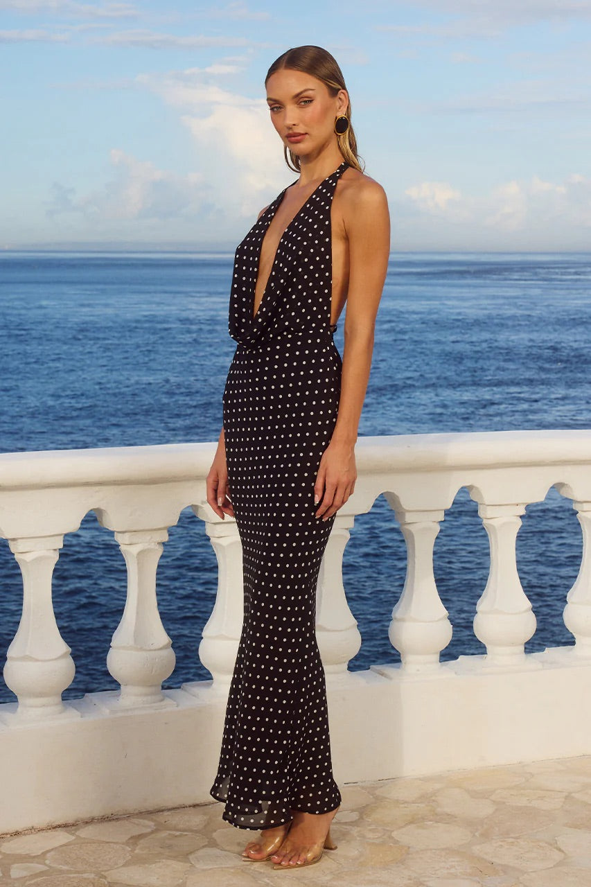 Lexie Plunge Halter Maxi Dress - Image 3