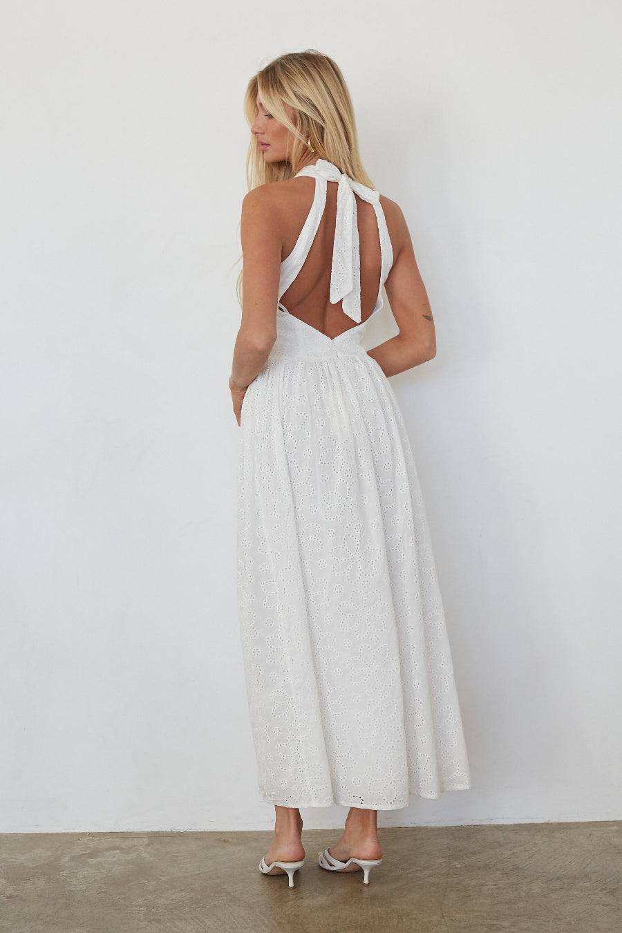 Natasha Eyelet Halter Midi Dress - Image 3