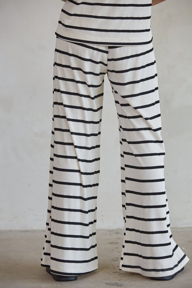 Sailor Striped Ribbed Wide Leg Pants - Image 2